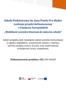 Podsumowanie projektu „MOBILNOŚĆ UCZNIÓW KLUCZEM DO SUKCESU SZKOŁY” Rumunia 2021/2022