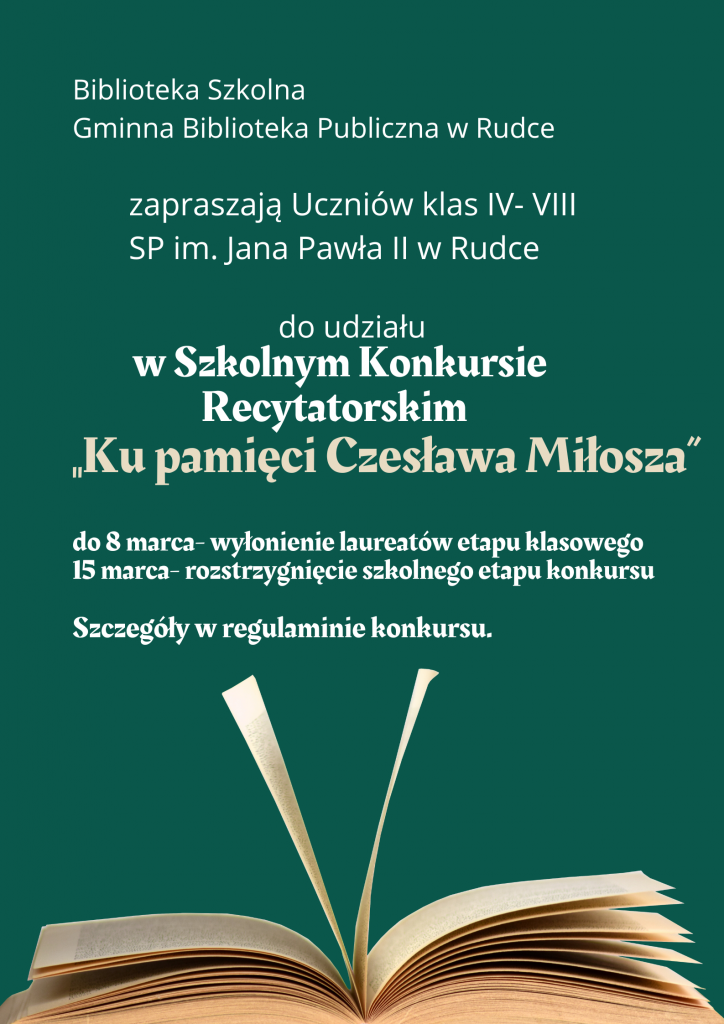 Szkolny Konkurs Recytatorski „Ku pamięci Czesława Miłosza”